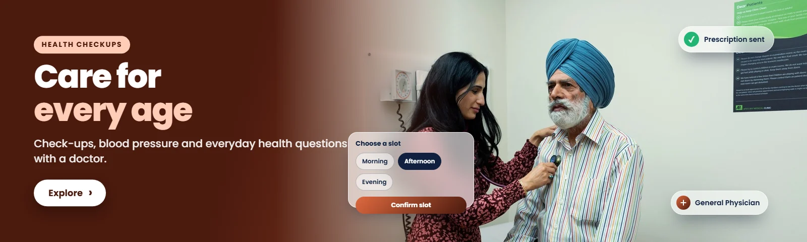 Doctor check-up for an elderly patient